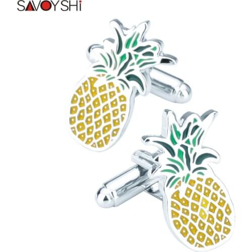 SAVOYSHI Fashion Shirt Cufflinks for Mens Gift Cuff buttons High Quality Funny Enamel Pineapple Cuff Links Brand Jewelry