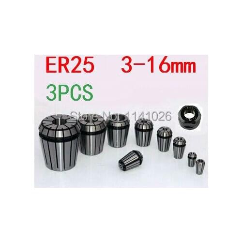 Free Shipping 3PCS for Choose ER ER25 Collet Chuck for Spindle Motor Engraving/Grinding/Milling/Boring/Drilling/Tapping