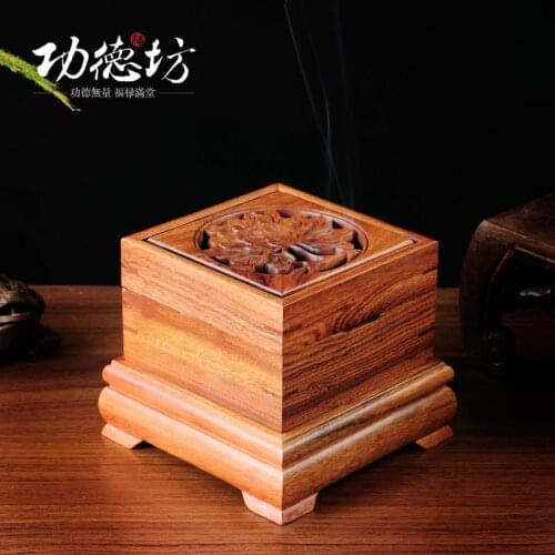 Yellow Peony openwork incense box solid wood mahogany rosewood Queen Lavender incense burner incense coil cartridge