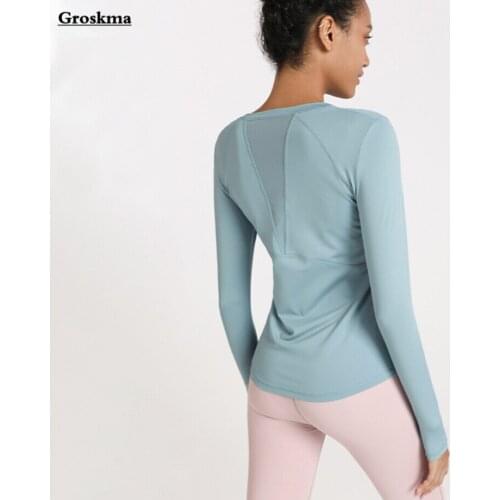 Women Long Sleeve Yoga T Shirt Mesh Patchwork Quick Dry Outdoor Running Sportswear Tops Fitness Gym Clothing Camiseta Mujer