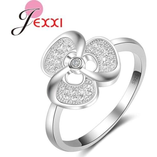 Pure 925 Sterling Silver Ring High Quaqlity Women Girls Jewelry Winnower Type with AAA Cubic Zirconia Crystal Stone