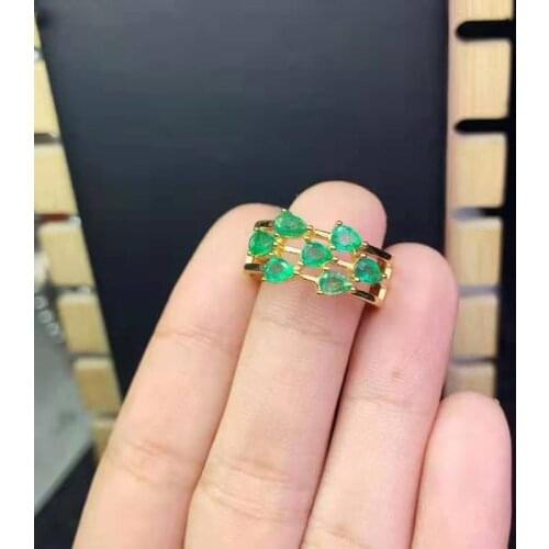 Natural Emerald Ellipse Simple Ring S925 Silver Fashion Fine Weddings Charming Jewelry for Women Free Shipping