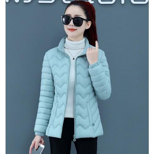 Winter Jacket Women Plus Size Stand Up Short Cotton Coat Zipper Parka Fashion Solid Thin And Light Outwear 6XL Jaqueta Feminina