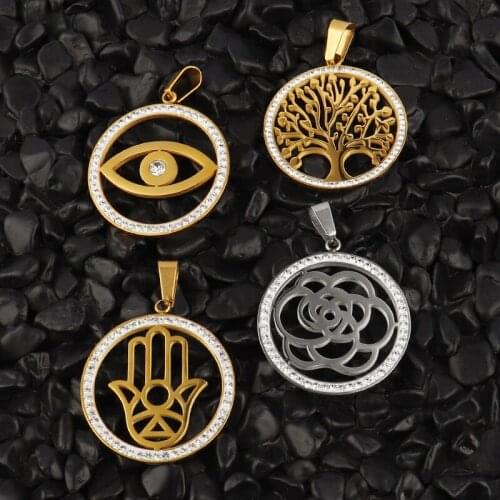 1pcs Stainless Steel Round Geometric Pendant Pattern Charms For Necklace Crafts Making Jewelry Handmade Pendants Jewelry Making