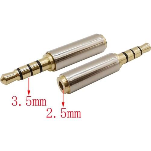 2Pcs 3.5mm Male to 2.5mm Female 4 Pole Stereo Audio Adapter Converter 2.5 mm Jack to 3.5 mm Plug 4 Pin Headphone Connector