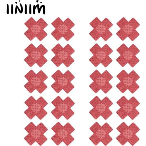 20Pcs Womens Ladies Cross Shape Self-Adhesive Disposable Satin Nipple Cover Breast Pasties Stickers for strapless Parties Wear