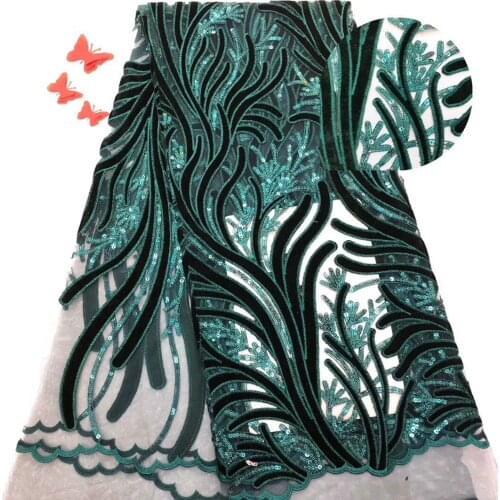 5yards/lot 2020 High quality nigerian french net lace african Sequins lace fabric for party dress free shipping FJ32851