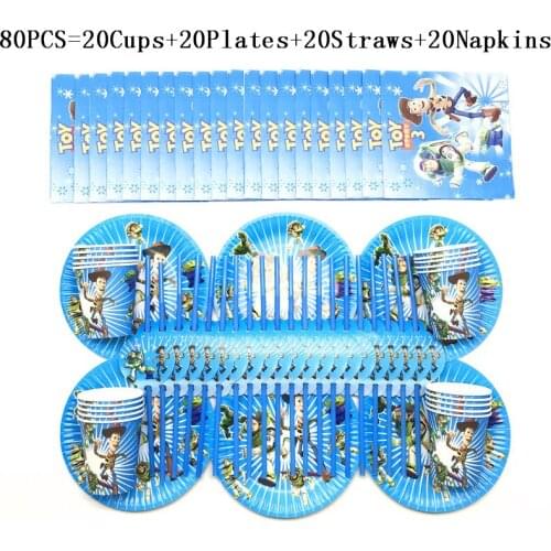 50/80Pcs Toy Story Birthday Party Decorations Kids Girl Disposable Party Supplies Toy Happy Birthday Plates Cups Straws Napkins