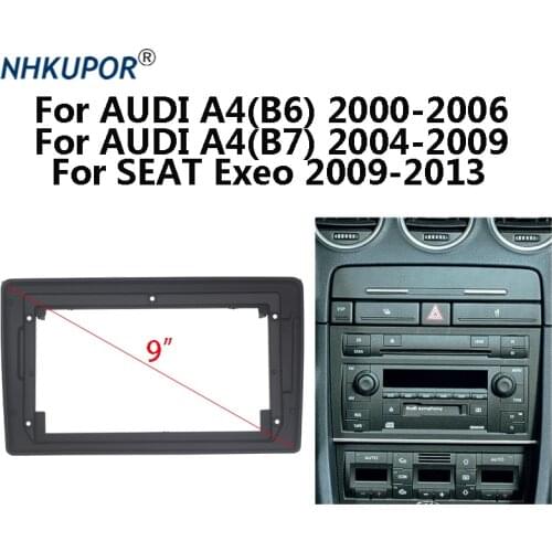 9 inch Car Radio Fascia For AUDI A4/SEAT Exeo 2 Din Auto Stereo Dashboard Panel Frame Center Control Holder Dash Kit Faceplate