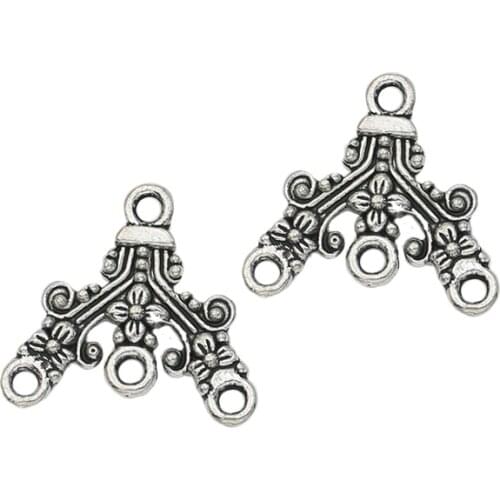 Antique Silver Plated 1-3 Connector for Jewelry Making Bracelets Necklace Jewelry Accessories DIY 17x18mm