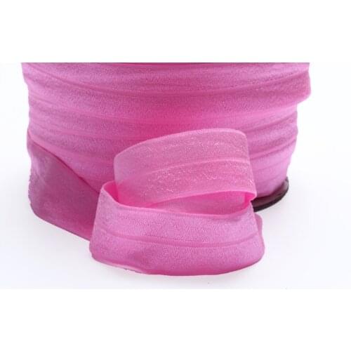 Free shipping 1 inch fold over elastic, 100 yards/roll #155 geranium pink elastic foe ribbon