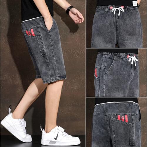 Jeans Mens Summer Thin Section Loose Wild Trend Shorts New Wide-leg Five-point Mens Casual Pants Mens Jeans
