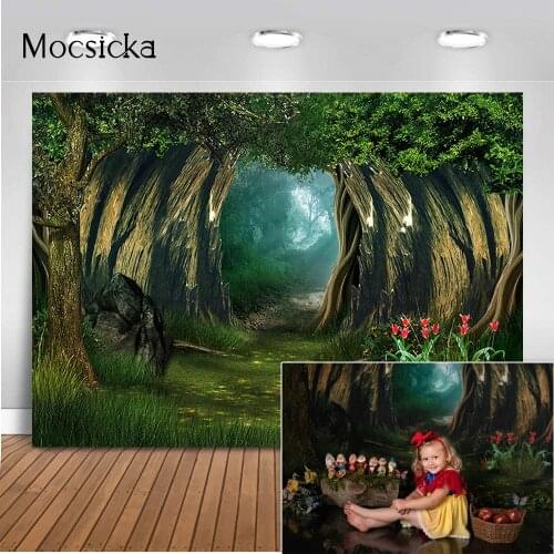 Deep Forest Photography Background Fantasy Children fairy tale Backdrop for Photographic Studio Newborn Kids Portrait Backdrops