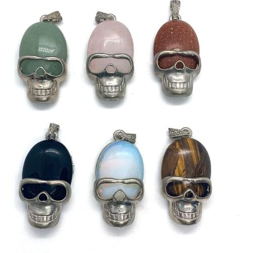 Exquisite Natural Stone Black Agate Green Aventurine Opal Bone Shape Charm Pendant DIY Jewelry Making Necklace Bracelet 23x43mm