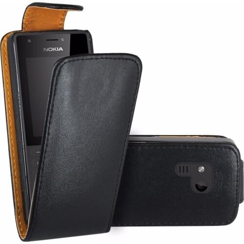 Black Flip Premium Leather Skin Bag Case Cover For Nokia 150 / Nokia 150 Dual Sim