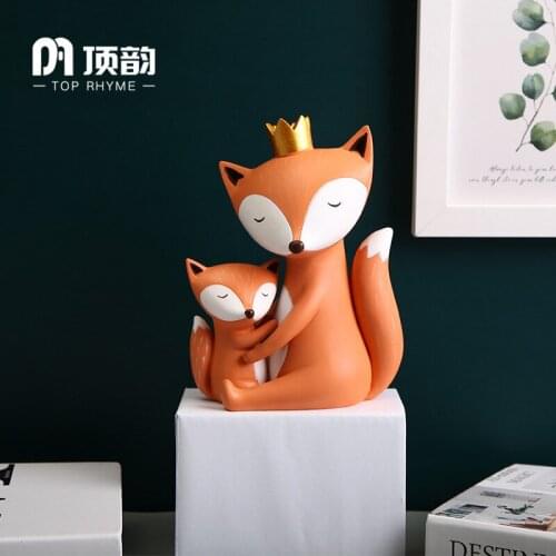 Creative Fox Statue Resin sculpture Crafts Simple Living Room Ornaments Home Office Store Decors Decorations