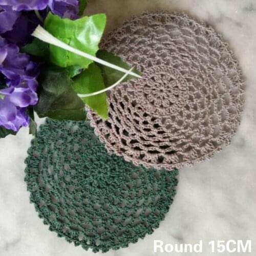 15Cm Round Crochet Flowers Lace Cotton Table Place Mat Dish Pad Cloth Cup Mug Party Banquet Tea Coffee Coaster Doily Kitchen