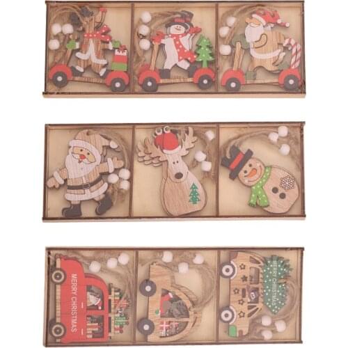 Fashion Christmas Wooden Decorations For Home Tree DIY Natural Wood Christmas Ornaments Pendants Hanging Gift Decor