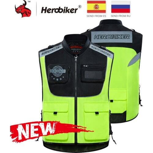 HEROBIKER Motorcycle Jacket Reflective Desgin Waistcoat Clothing Motocross Off-Road Racing Vest Moto Night Riding Jacket