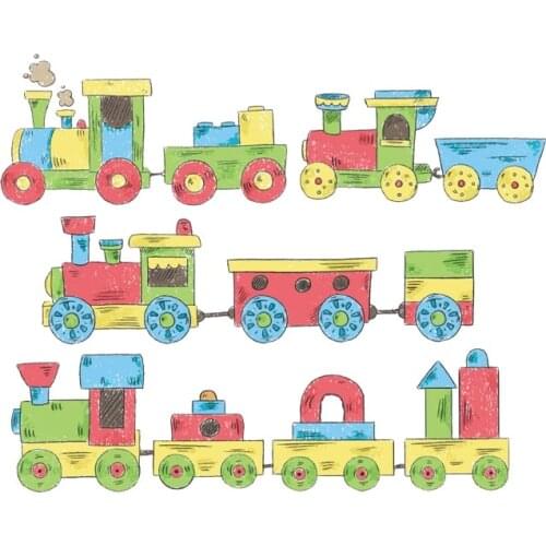 Cartoon train Patch Set Heat Transfer Stickers For Clothes Cars Clothing Diy Accessory Washable Badges Patch Baby Patches Vinyl
