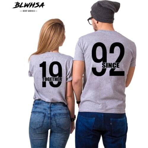 BLWHSA Since 1992 Together Couple Men T Shirt Women Hip Hop Summer Funny T-Shirt Wedding Anniversary Lover Tops Tees Clothes