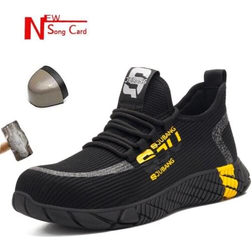 New mens high quality steel toe cap boots work safety shoes neutral breathable air mesh outdoor smash anti puncture shoes