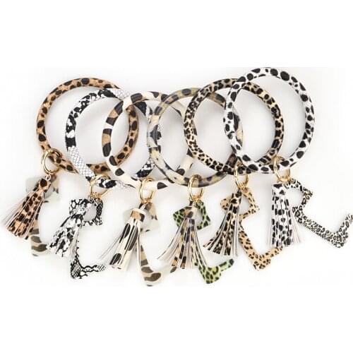 2020 New Leather Keychain Six-color Round Tassel Acrylic Non-contact Door Opener Key Ring Fashion Jewelry Wholesale