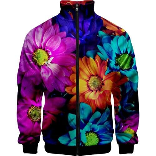 2020 New 3D Print Colorful Flowers and plant Fashion Men Women Zipper Hoodies Jackets Long Sleeve Autumn Harajuku Sweatshirt