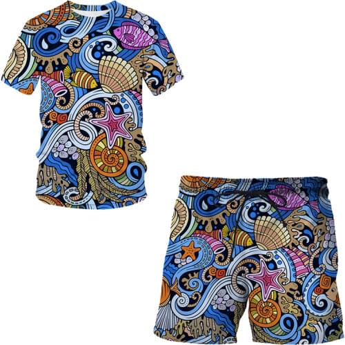 2021 New Fashion hot Shorts Abstract pattern 3D Summer T-Shirt marine animal Suit Man / Woman Cool Clothes Short Sleeve Sets
