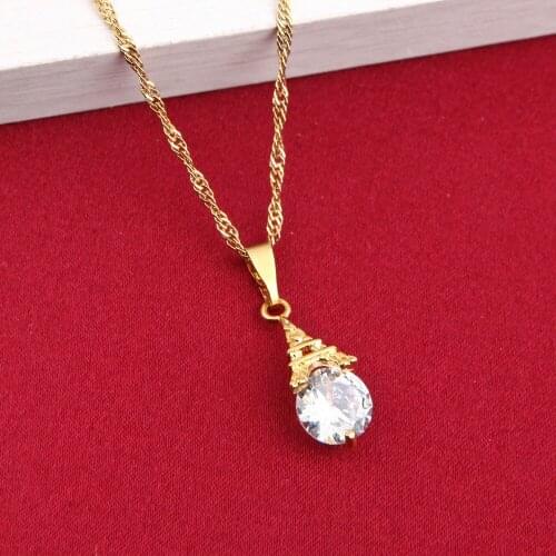 New Arrial Christmas Gift Golden Plated Cubic Zirconia Pagoda Necklace Jewelry For Women