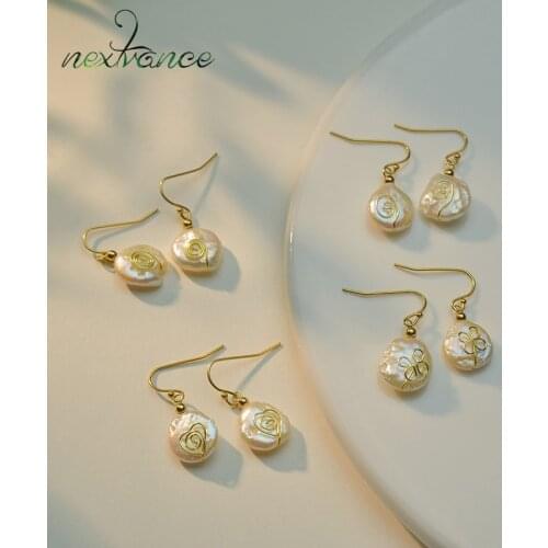 Nextvance 14K Earrings Stainless Steel 14k gold Pearl Earrings For Women Couple Goth Dropshipping Birthday Jewlry Gift