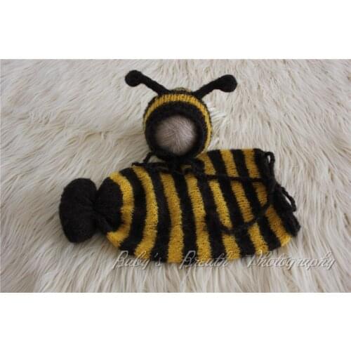 New Design Bee Outfit Newborn Sack and Bonnet Set Newborn Mohair Photo Prop