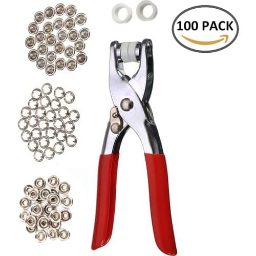 1 Pcs Plier Tool +25 Sets 9.5mm Metal Prong Snap Buttons Fasteners Press Studs Buckle Snap Fasteners for Installing Clothes Bags
