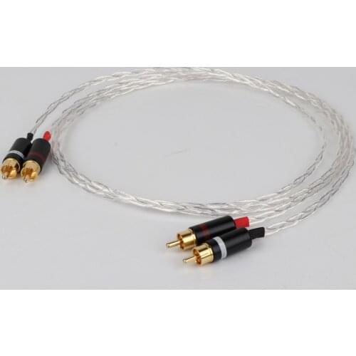 Preffair 3AG Twist Silver Plated OCC RCA Cable Hifi Interconnect Cable PEFT Insulation with 24k Gold Plated RCA Connector