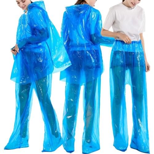 2pcs Adult Transparent Rainwear Set Waterproof Disposable Protective Raincoat Poncho Travel Hiking Camping Rainwear Raincoat