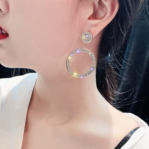 Drop Shipping Womens Earrings Sliver Alloy Artificial Diamond Dangler Eardrop Gift for Womens Fashion Jewelry