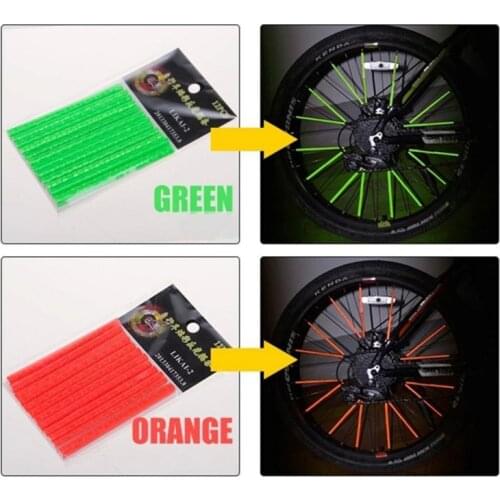 12PCS Outdoor Rim Spoke Clip Tube Safety Warning Light Cycling Bike Strip Reflective Reflector 75mm Bicycle Accessories