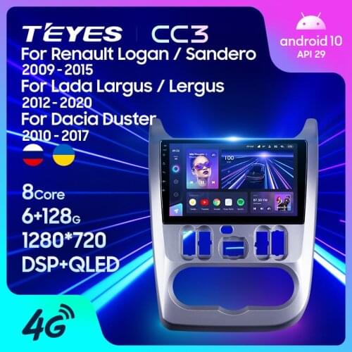 TEYES CC3 For Renault Logan 1 Sandero 2009 - 2015 For Lada Largus Lergus 2012 - 2020 For Dacia Duster 2010 - 2017 Car Radio Multimedia Video Player Navigation stereo GPS Android 10 No 2din 2 din dvd