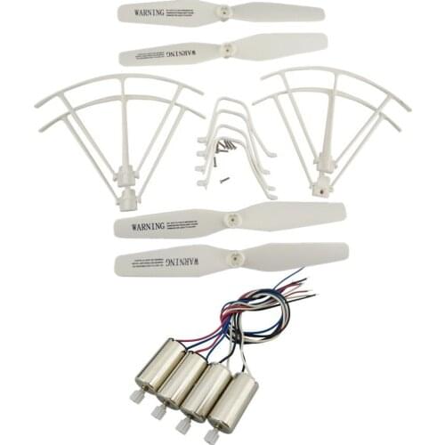 Upgraded 4pcs Motors + 4pcs Blade Propellers Propeller Protectors Guards + Landing Skid for Syma X5UW X5UC RC Quadcopter Drone