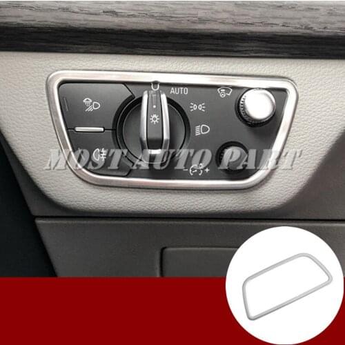 Stainless Steel Inner Center Console Headlight Switch Button Cover Trim For Audi Q5 Q7 2016-2020 1pcs Car Decoration