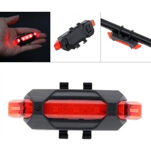 Waterproof 4 Modes Bike Rear Tail Light Red 5 LED USB Rechargeable Mountain Bicycle Cycling Light for Safety Warning Light