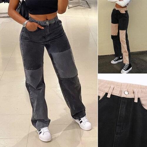 WomenS High-End Contrast Stitching Hip-Hop Street Style Jeans