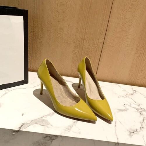 Patent Winter pumps women large size high heels short plush lining shoes all season pumps small size stiletto shoes z546