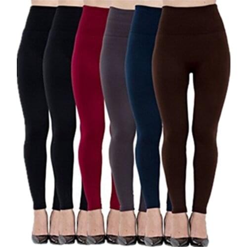 Women Winter Legging Seamless Thickened Pants Solid Color Slim Clothes
