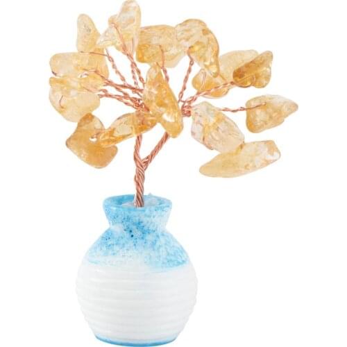 1pc Mini Natural Crystal Fortune Tree Auto Office Photo Props Adornment Home Desktop Decorative Miniatures