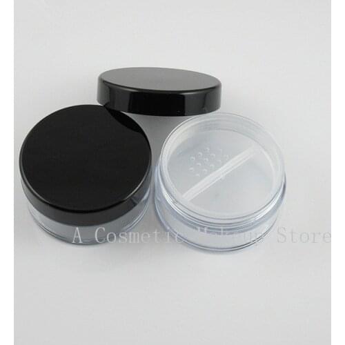 10pcs/lot plastic empty 20g loose powder jar with twist rotating sifter