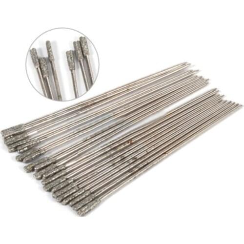 10Pcs Durable Diamond Coated Lapidary Drill Bit 1mm Solid Needle For Jewelry Agate Hole Ceramic Glass Dremel Tools Accessories