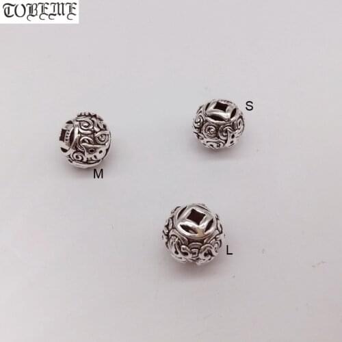 100% 925 Silver Tibetan Six Words Beads Buddhist OM Mani Padme Hum Beads DIY Tibetan Jewelry Beads Tibetan Malas Markers