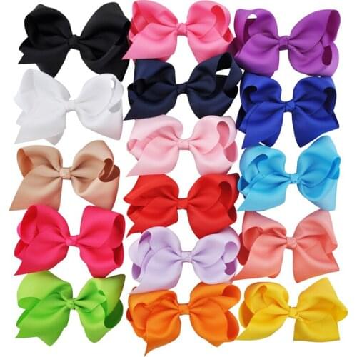 16Pcs/Lot 4.7" Big Hair Clips Boutique Kids' Hairpins Headwear With Ribbon Bows For Younger Kid Girls Barrettes Hair Accessories