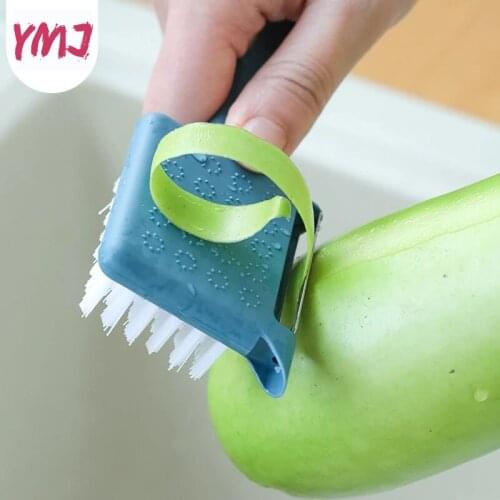 5 In 1 Digging Hole Fruit and Vegetable Cleaning Planing Peeler Oyster Cleaning Brush Garlic Masher Lid Opener Cleaning Brushes